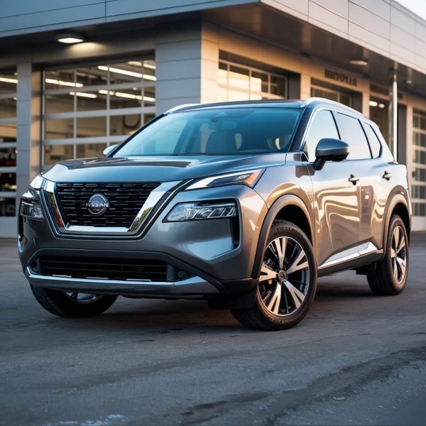 Nissan Certified Collision Repair silver suv parked
